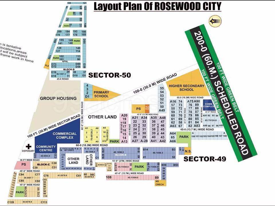 Master or location plan — Eros Rosewood City