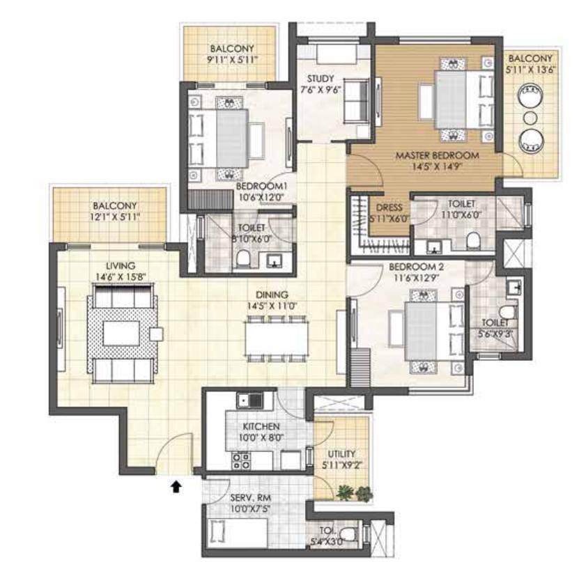 Floor plan, Adani M2K Oyster Grande