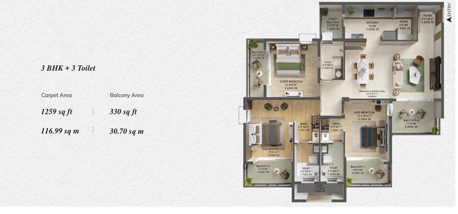 Floor plan, Ashiana Aaroham