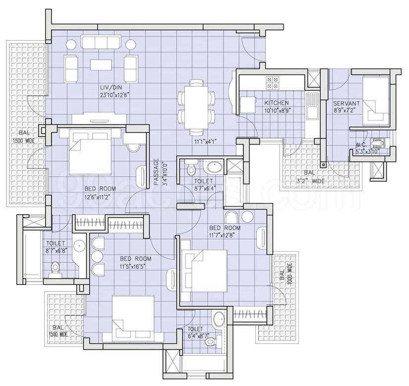 Floor plan, Bestech Park View Residency
