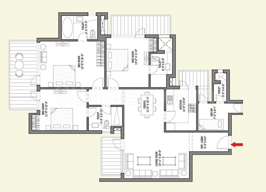 Floor plan, Bestech Park View Spa Next
