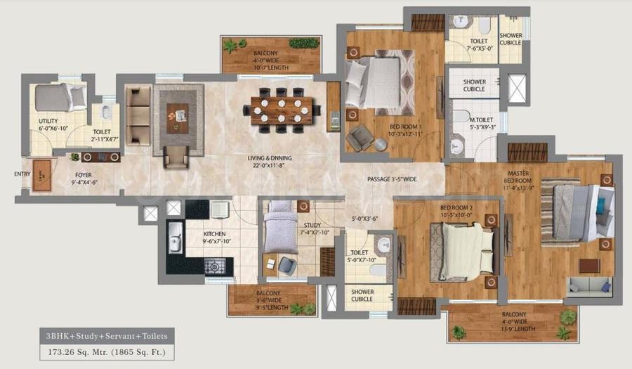 Floor plan, BPTP Spacio