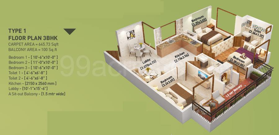 Floor plan, Breez Global Heights 89