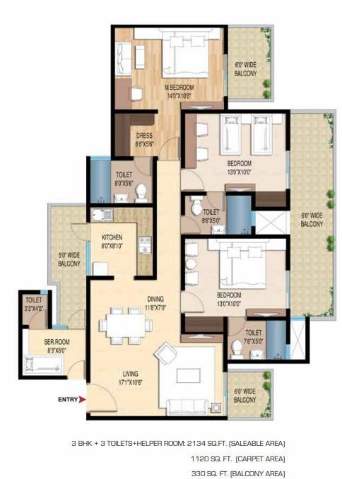 Floor plan, Central Park Flower Valley Aqua Front Towers
