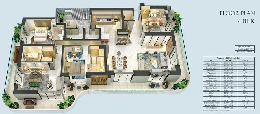 Floor plan, Central Park Flower Valley Bignonia Towers