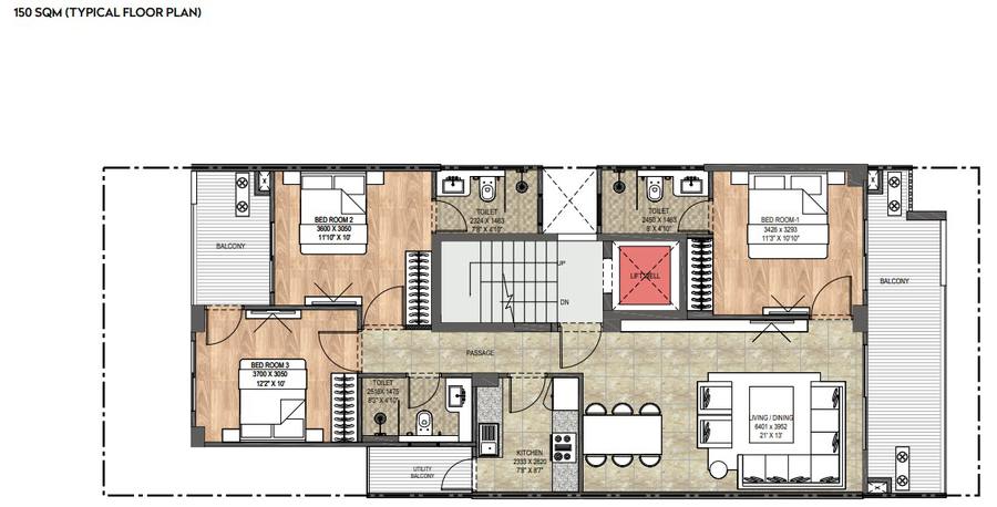 Floor plan, DLF Gardencity Enclave