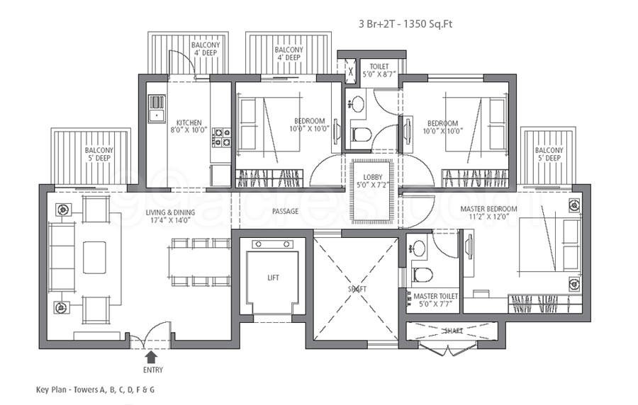 Floor plan, Emaar MGF Emerald Estate
