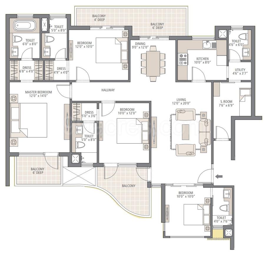 Floor plan, Emaar MGF Palm Terraces