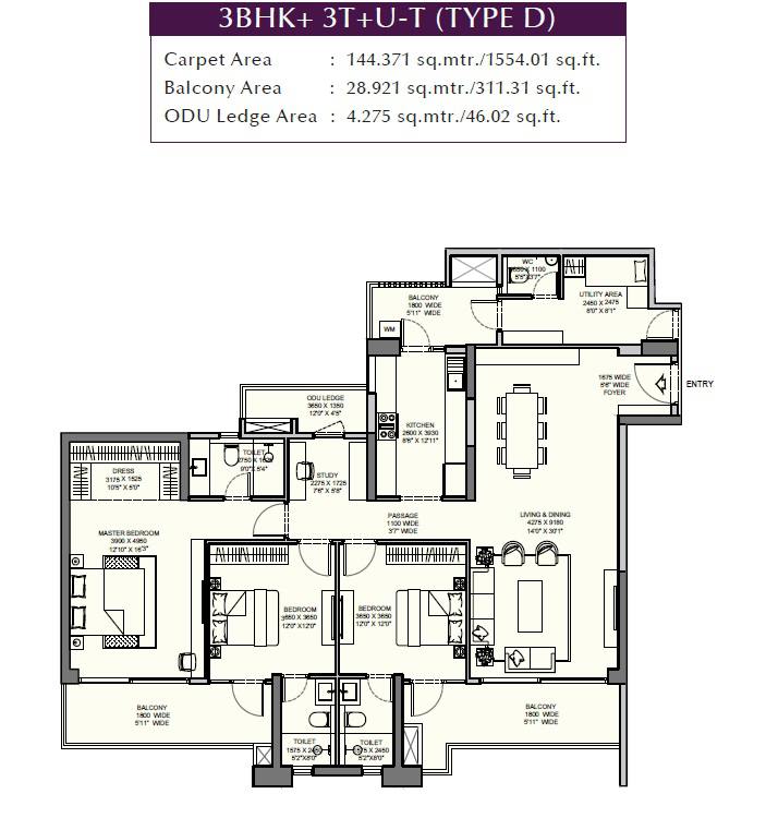 Floor plan, Emaar Urban Ascent