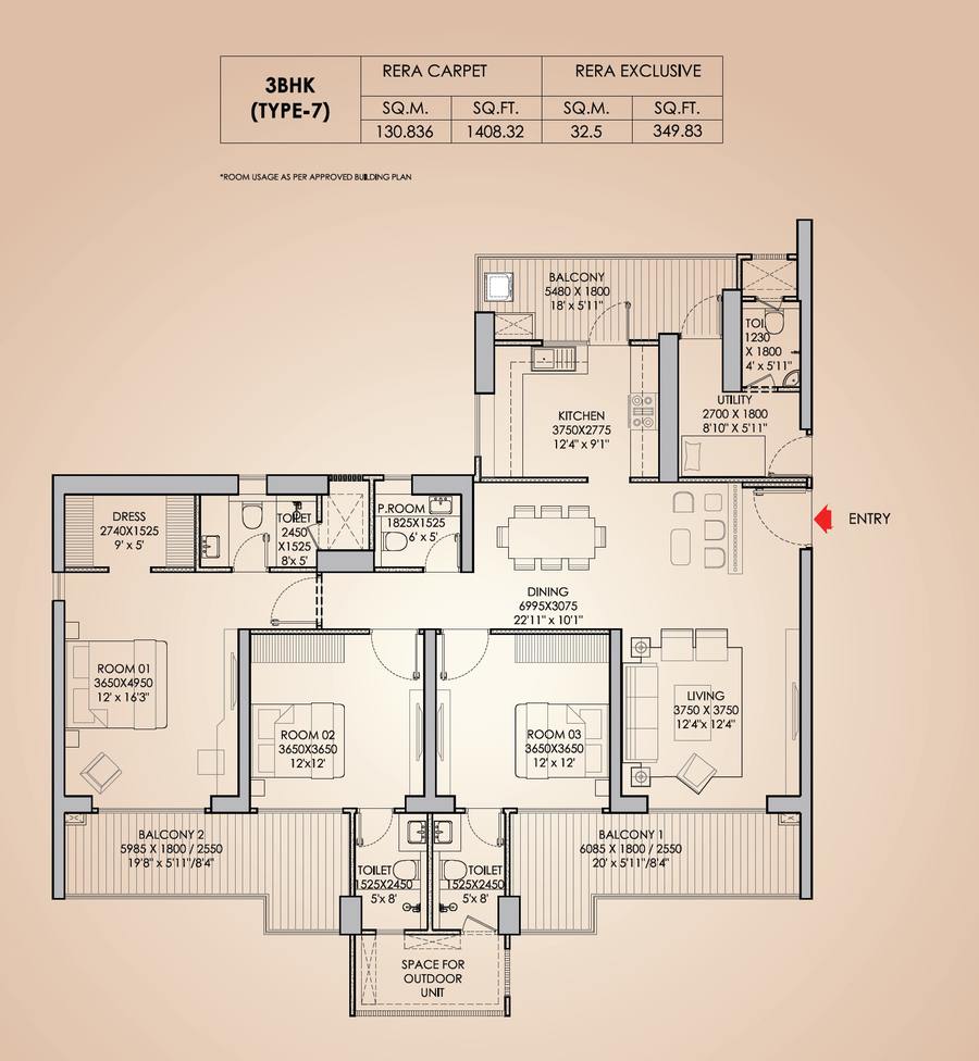 Floor plan, Godrej Aristocrat