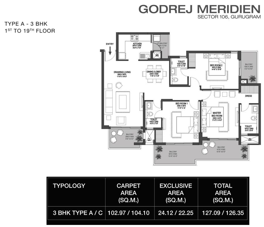 Floor plan, Godrej Meridien