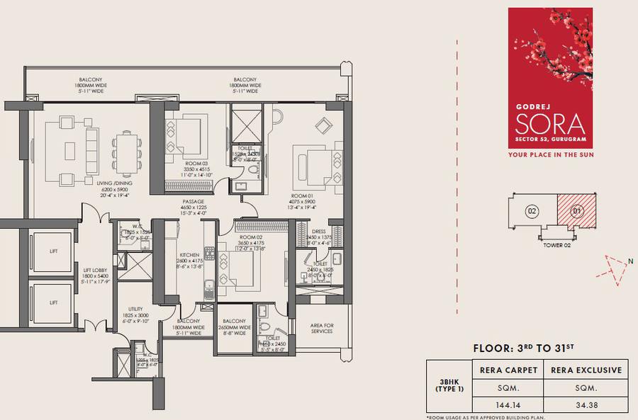 Floor plan, Godrej Sora