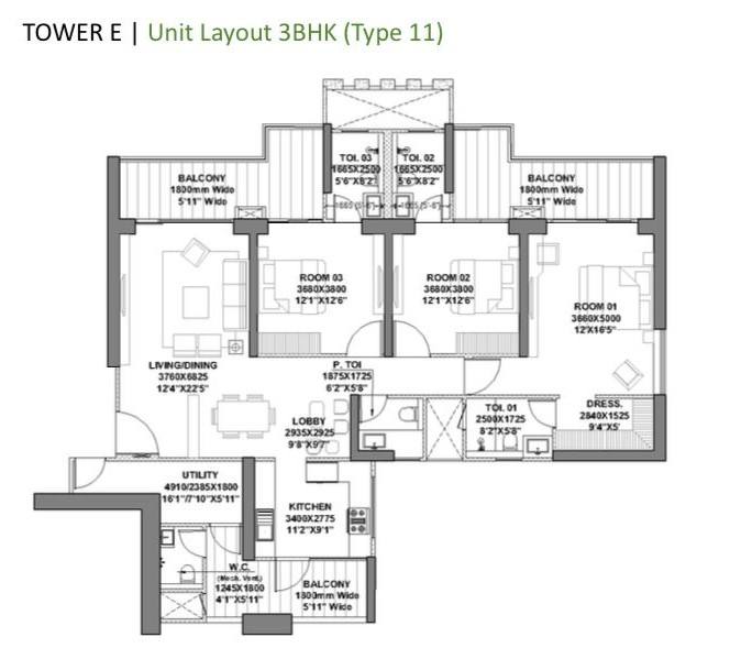 Floor plan, Godrej Vrikshya