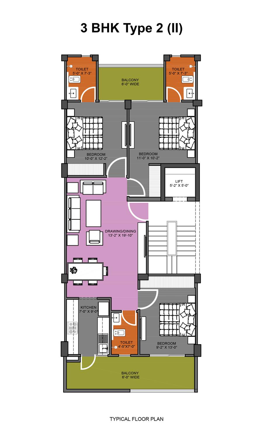 Floor plan, M2K Olive Green Floors