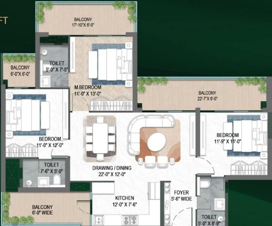 Floor plan, M3M Elie Saab