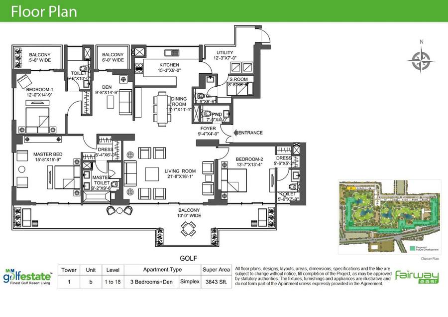 Floor plan, M3M Golfestate
