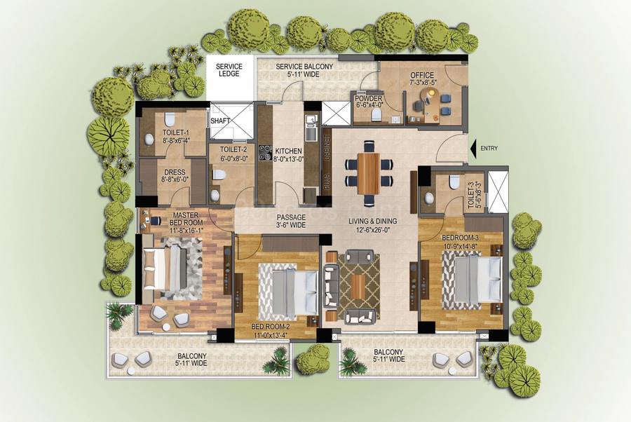 Floor plan, M3M Merlin