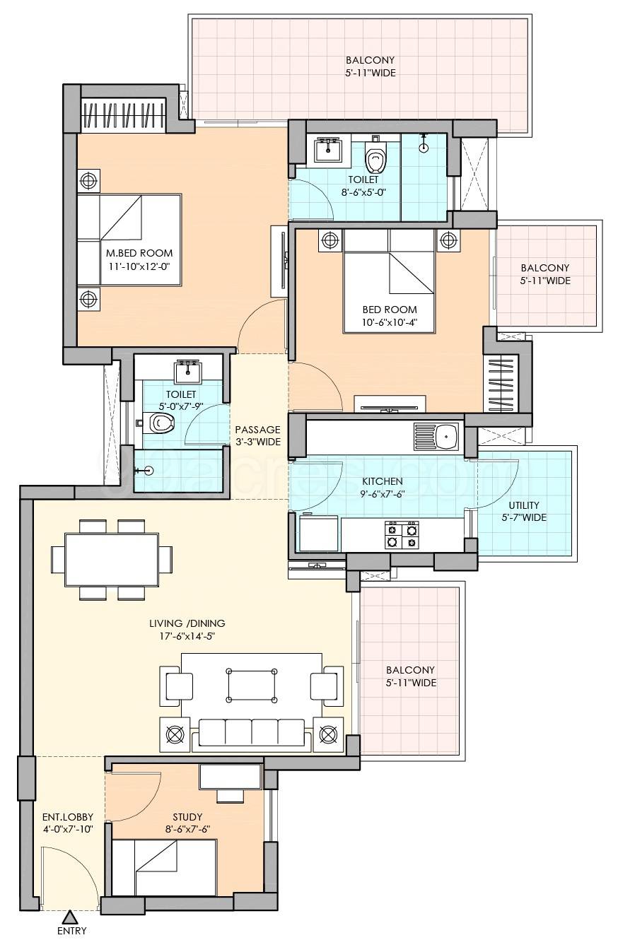 Floor plan, M3M Sierra 68