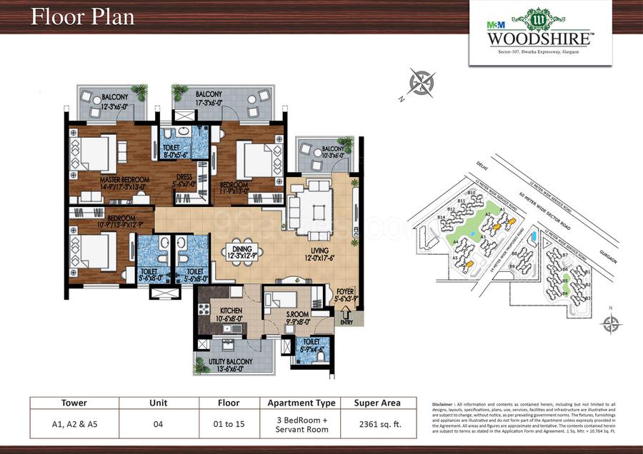 Floor plan, M3M Woodshire