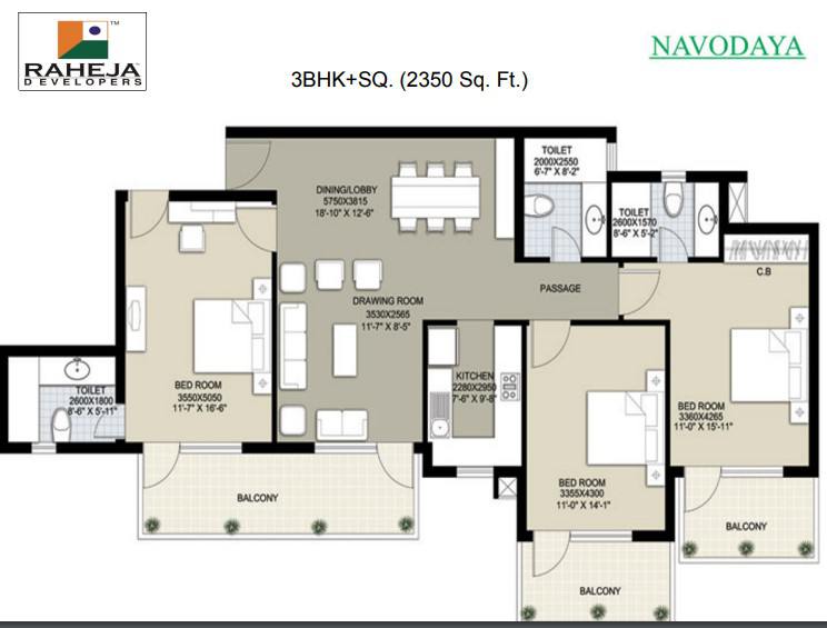 Floor plan, Raheja Navodaya