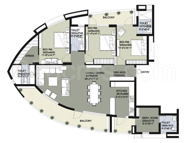 Floor plan, Raheja Vedaanta