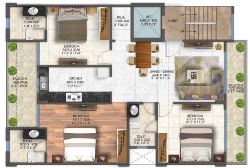 Floor plan, Signature Global City 37D Ph 2