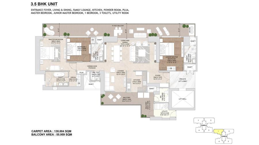 Floor plan, Signature Global Twin Tower DXP
