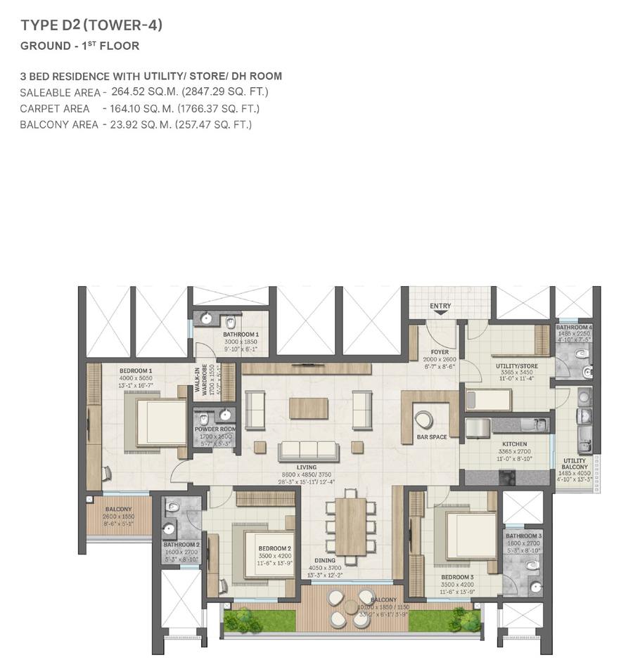 Floor plan, Sobha Aranya