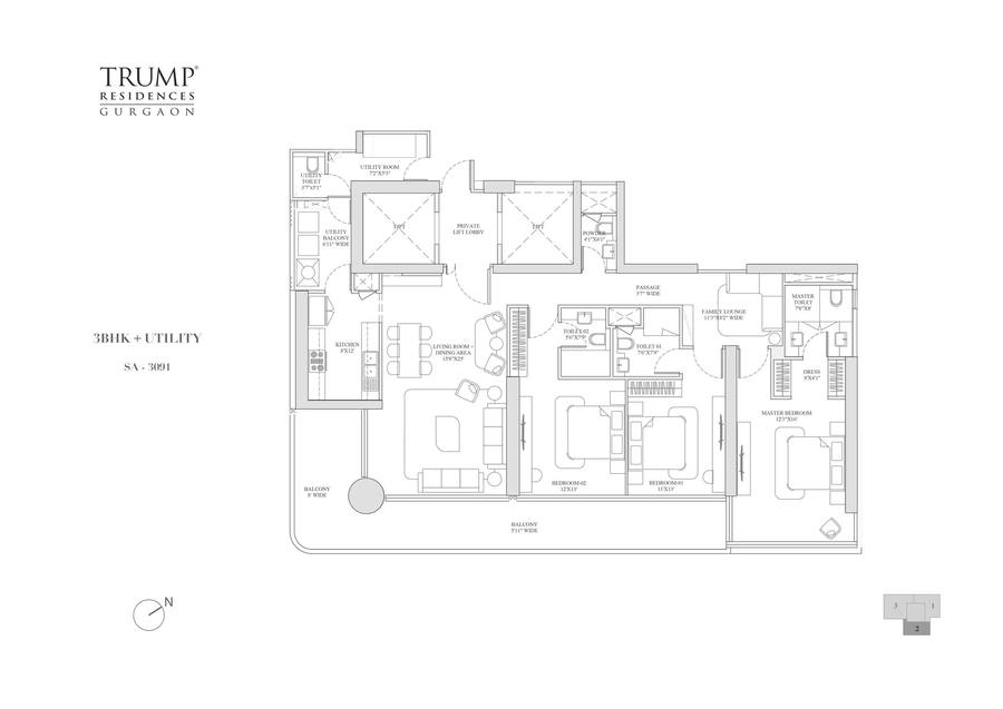 Floor plan, Trump Residences Gurgaon