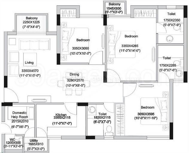 Floor plan, Unitech Uniworld Gardens 2
