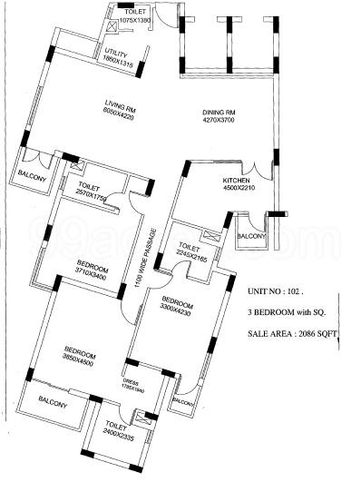 Floor plan, Unitech Uniworld Gardens
