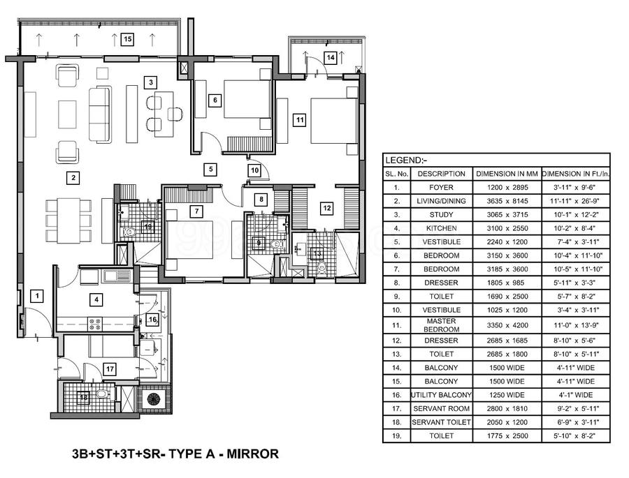 Floor plan, Vatika Seven Elements