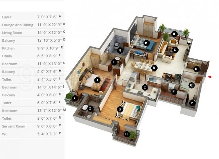 Floor plan, Vipul Orchid Gardens